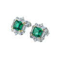 wholesale 925 Silver European and American Fashion Emerald Flower Earrings, Light Luxury Women's Studs with a High-End Sense-0-4