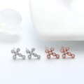 wholesale S925 Sterling Silver Cloud-pull Jewelry Cross Full Diamond Stud Earrings 4A Zircon European and American Popular Style Wholesale from Manufacturer-0-4