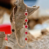 wholesale S925 Sterling Silver Red Elk Full Body Bracelet for Women, Gift for Best Friend, Niche Fashion, Luxurious Elegance Cuff, Trendy Accessory-BS0140-Rose Gold 925 Silver