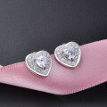 wholesale S925 Silver Korean and Japanese Minimalist Fresh Style Earrings with Zirconia Heart Studs, Forest-Inspired Women's Silver Jewelry Wholesale-0-1