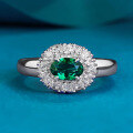 wholesale S925 Silver New Live Streaming Oval Ring 4*6mm Simulated Emerald Daily Luxury Style-0-0
