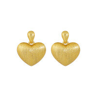 wholesale S925 Sterling Silver Brushed Matte Textured Heart Stud Earrings Women Minimalist Style Small Niche Ins Advanced Silver Earrings-18K gold [with sterling silver ear plugs]  925 silver