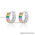 wholesale S925 Sterling Silver Cross-Border Hot-Sale Vintage Elegant High-End Hoop Earrings Rainbow Ear Earring Ring Jewelry Set-0-6