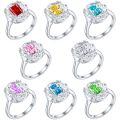 wholesale S925 Sterling Silver 15ct Princess-Cut Diamond Wedding Ring with Ice Flower Cut, Luxurious and High-End 6*8 Colored Gemstone High-Carbon Diamond Women's Ring-0-1