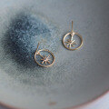 wholesale 9K Gold Alloy Zircon Starry Circle Stud Earrings, Exquisite Korean Style-0-3
