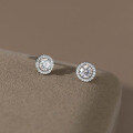 wholesale 999 Silver Fresh, Sweet, Ins Style, Niche Design, Minimalist Round Diamond Stud Earrings M06035-0-3