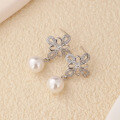 wholesale S925 Silver Pearl Ear Accessories with Chinese Knot, Crystal Zirconia Inlaid, National Style Elegance for Factory Wholesale-0-3