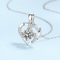 wholesale S925 Sterling Silver Pendant Women's Love at First Sight Heart Pendant Douyin Same Style 80-Point Four-Prong Moissanite Necklace Collarbone-0-1