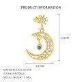 wholesale S925 Sterling Silver Cross-border European And American Star And Moon Fashion Earrings For Women, Versatile And Trendy With Zircon-0-4