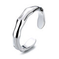 wholesale S925 Sterling Silver Irregular Minimalist Bamboo Knot Open Ring French Style Ins Internet Celebrity Design Sense Ring-0-4
