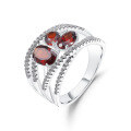 wholesale 925 silver inlaid with natural gemstone, a design-sense luxurious and high-end natural garnet ring from the Prosperity Collection-0-5