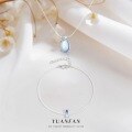 wholesale S925 Sterling Silver transparent fishline teardrop necklace for women, iridescent fairycore with imitation moonstone, chic and sophisticated-0-0