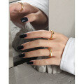 wholesale S925 sterling silver 507 Korean version ins niche design sense minimalist versatile irregular glossy textured open ring for women-0-1