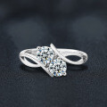 Sterling Silver Moissanite Dual Star Ring, Minimalist Design, Wholesale-0-0
