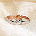 wholesale 18K Gold Vintage Style Two-Tone Custom Engraved Couple's Ring 9K Gold Wedding Band Set Jewelry-0-2