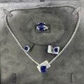 S925 Silver Lab-Grown Royal Blue 12*12 Cushion Ring-0-5