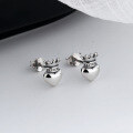 wholesale S925 Sterling Silver Retro Love Crown Stud Earrings, Ins Style, Versatile European and American Fashion, Thai Silver Earrings for Women-0-0