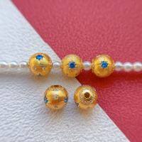 wholesale Metal material first: 925 ancient silver gold-plated fittings set with blue rhinestone planet hexagram round bead spacer beads top waist beads for DIY hand stringing-Planet One