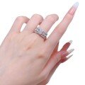 wholesale S925 silver jewelry simulated diamond ring 6*6mm princess cut white diamond-0-4