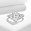 S925 Silver Ring with 5*10mm Oval Full Moissanite-0-0