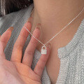 wholesale S925 Sterling Silver Flash Diamond Small Lock Necklace for Women, Korean New Style, Light Luxury, Versatile, Minimalist, Niche Design Collarbone Chain-0-2