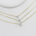 wholesale 9K Metal Light Luxury Invisible Seamless Diamond Collarbone Necklace, Exquisite High-End Single Diamond Minimalist Gift for Women-0-1