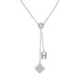 wholesale S925 Sterling Silver Trendy Street Dance Style H Pendant Tassel Necklace, Versatile Women's Accessory for Sweaters and Hoodies-0-4