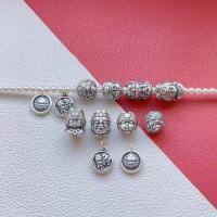 wholesale 999 Sterling Silver Jewelry Components: Engraved with Tsangyang Gyatso's Past and Present Life Separator Beads, Waist Beads, Barrel Beads, and Yellow Jambhala Pendant-A Yellow Dzambhala pendant