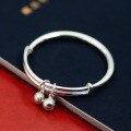 wholesale 9999 Pure Silver Solid Round-bell Baby Bracelet with Bells for Boys and Girls, Children's Festival Gift-0-9