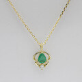 wholesale 10K gold jewelry Japanese retro-style emerald moissanite necklace, daily versatile piece, factory wholesale-0-1