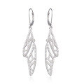 wholesale S925 silver minimalist hollow leaf earrings with full diamonds, cross-border women's fashion creative earrings-0-4