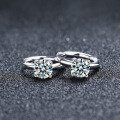 Sterling Silver Four-Prong Moissanite Stud Earrings-0-0