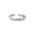 wholesale S925 Sterling Silver X-Shaped Beaded Edge Minimalist Versatile Opening Ring for Women, Korean Version Ins Niche Design-0-4