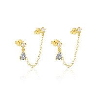 wholesale S925 Sterling Silver Geometric Teardrop Marquise Zircon European Cross-border French Earrings For Women-E4710-Gold/Pair 925 Silver