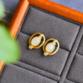 wholesale Gold-Plated 925 Silver Openwork Hollow Out Hetian Jade Earrings Hanfu Cheongsam Vintage Earrings Cabochon Gemstone Earrings-0-5