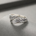 wholesale S925 Sterling Silver Angel Wing Ring, Niche Design, Personality Band, Adjustable Index Finger Ring, Cross-Border New Accessory-0-2