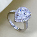 wholesale S925 Sterling Silver High Carbon Diamond Ring, 8*13 Pear Shape Teardrop Ring, Live Stream & Little Red Book Style-0-0