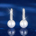 wholesale S925 Sterling Silver Micro-Inlaid Zirconia Imitation Pearl Ear Clips, Luxury Elegant High-End Earrings for Mother's Day Gift-0-1