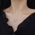 wholesale S925 Sterling Silver Bow Lily of the Valley Minimalist Necklace Fashion Luxury Versatile Niche Design Collarbone Jewelry-0-3