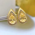 wholesale White gold jewelry new drop 33ct white 7*10 high carbon diamond pear-shaped stud earrings European and American earrings-0-2