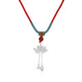 wholesale 990 sterling silver national trend lotus seed pod lotus necklace for women pure silver Xiaohongshu same style ancient method two-life joy pendant braided cord-0-4