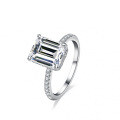 S925 Silver 4-Carat Moissanite Women's Ring, Extravagant Rectangular Emerald Cut-0-4
