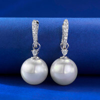 wholesale 925 Silver Full Body New 13mm Pearl Ear Studs European and American Earrings Fashion Commuter Style-E553 Shell Pearl 925 Silver