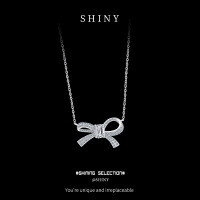 S925 Silver 2025 New Bow Ribbon Classic Unisex Necklace-S925 sterling silver white with 60-point moissanite