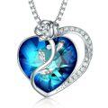 wholesale 925 Sterling Silver Rose Heart Necklace with High-End Swarovski Gemstone Ruby Pendant for Women-0-11