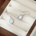 wholesale 925 Sterling Silver TEMU Amazon New Oval Moonstone Earrings for Women, European and American Fashion Minimalist Hook Earrings-0-1