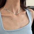 wholesale S925 Sterling Silver Bow Snake Chain Necklace for Women, 2025's Bestselling Niche High-End Luxury Collarbone Chain-0-0