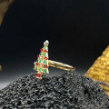 wholesale S925 sterling silver minimalist unique design Christmas tree ring gift band tail ring versatile daily wear-0-2
