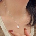 wholesale S925 Sterling Silver Pearl Heart Necklace for Women, Korean Summer New Fashion Minimalist Versatile Light Luxury Collarbone Chain-0-0