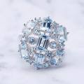 wholesale S925 Silver Luxury Group Setting Natural Topaz Ring, Fashionable and Elegant Gemstone Natural Colored Gem Ring-0-2